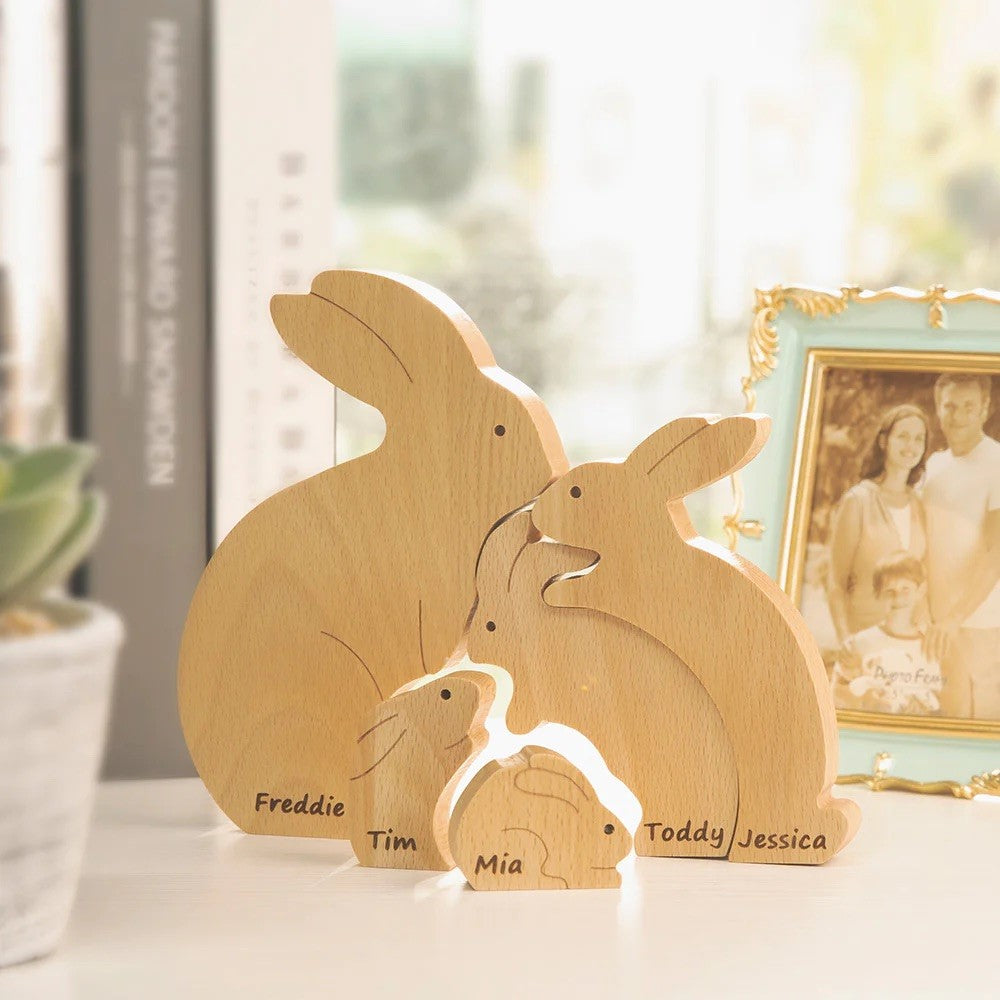 Personalised Wooden Easter Bunnies Family Puzzle 5 Bunnies