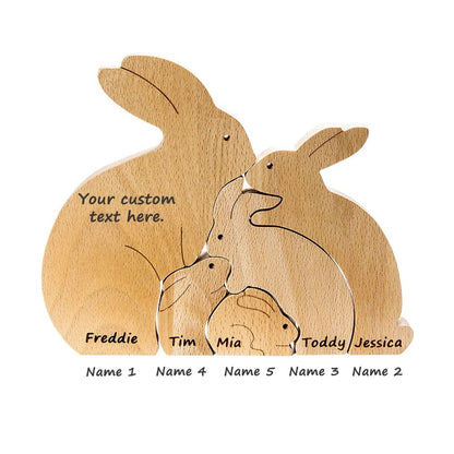 Personalised Wooden Easter Bunnies Family Puzzle 5 Bunnies