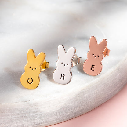 Personalised Easter Bunny Initial Earrings