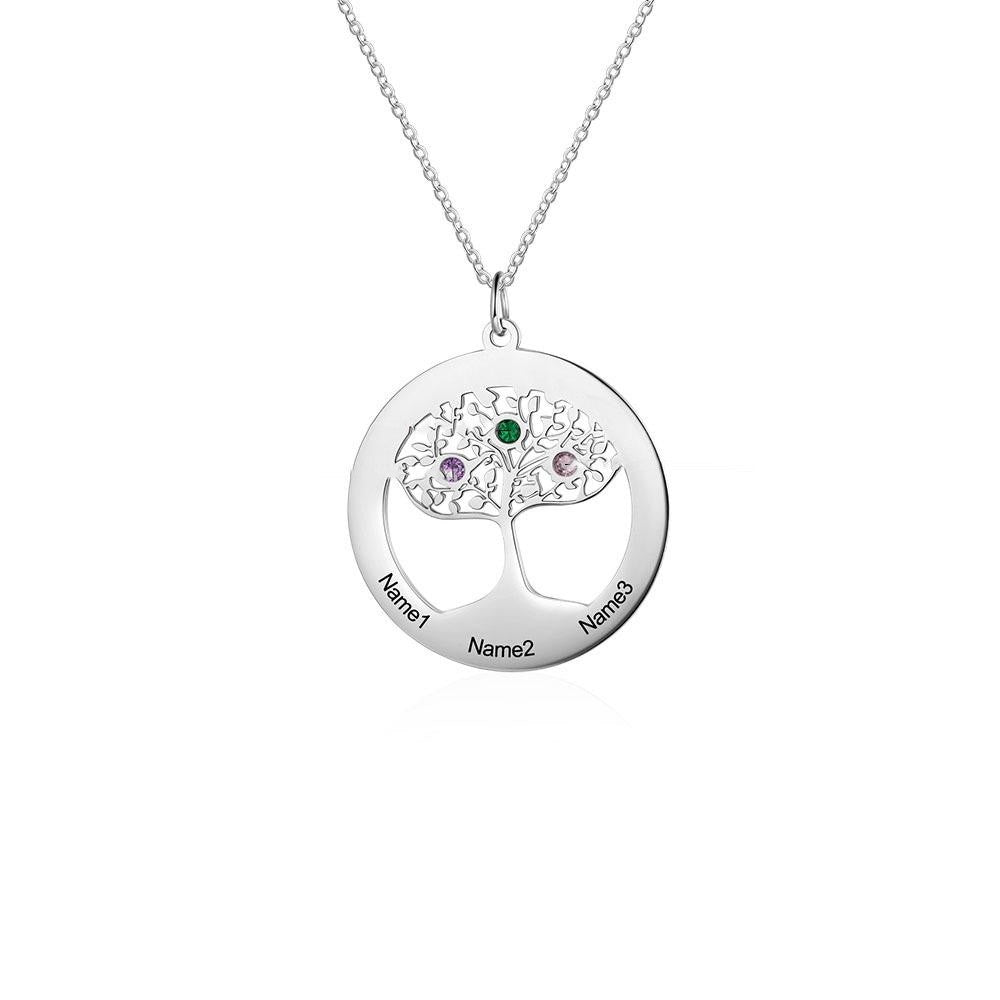 Family Tree Personalised Necklace with Birthstones