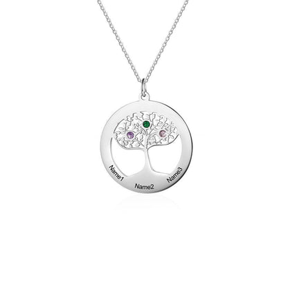 Family Tree Personalised Necklace with Birthstones