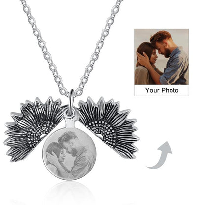 Sunflower Stainless Steel Personalised Photo Necklace