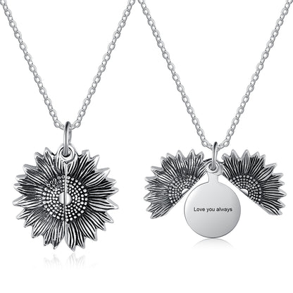 Sunflower Stainless Steel Personalised Photo Necklace