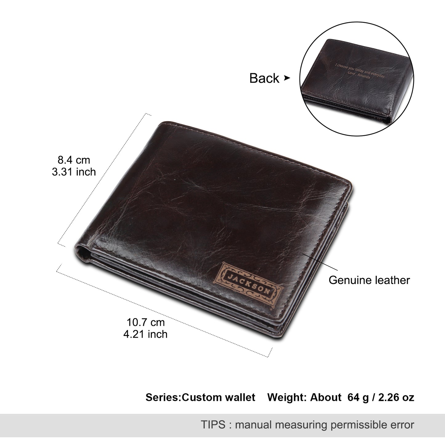 Men's Personalised Brown Leather Name Wallet