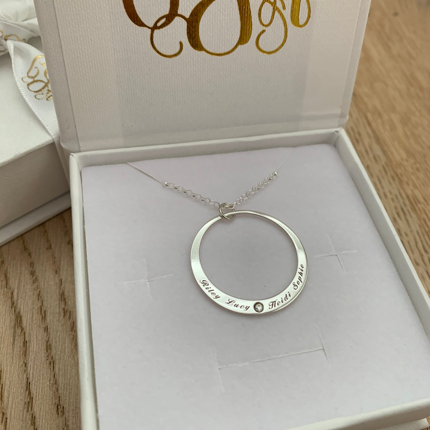 Circle with Birthstone Personalised Necklace