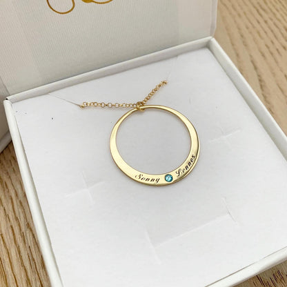 Circle with Birthstone Personalised Necklace