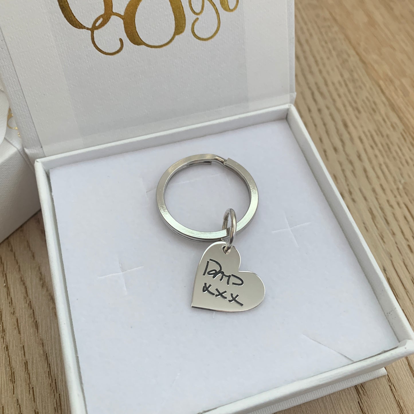 Personalised Signature/ Handwriting Heart Keyring