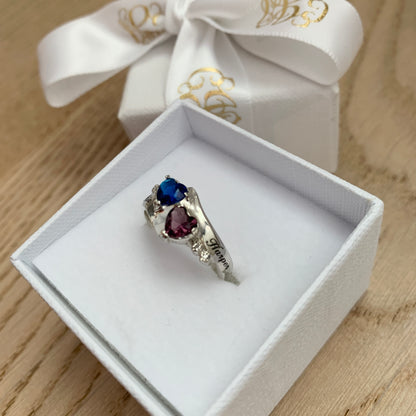 Personalised Twin Hearts Ring