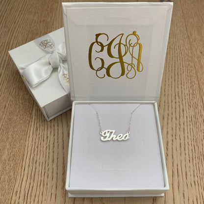 Double Thickness Carrie Style Personalised Name Necklace with Rolo Chain