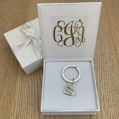 Personalised Signature/ Handwriting Heart Keyring